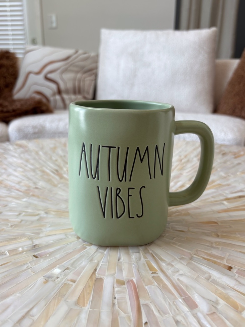 NWT Rae Dunn Green "AUTUMN VIBES" Mug